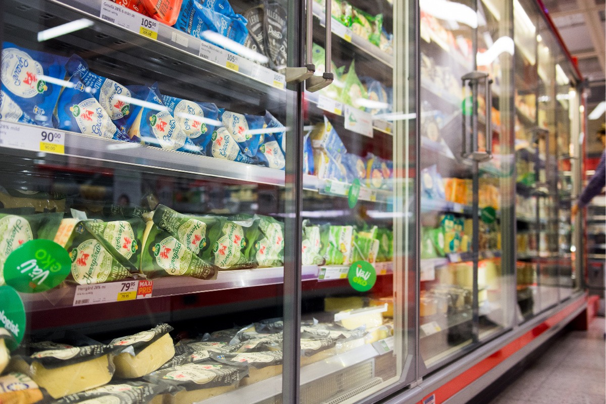Mejeriprodukter i en livsmedelsbutik