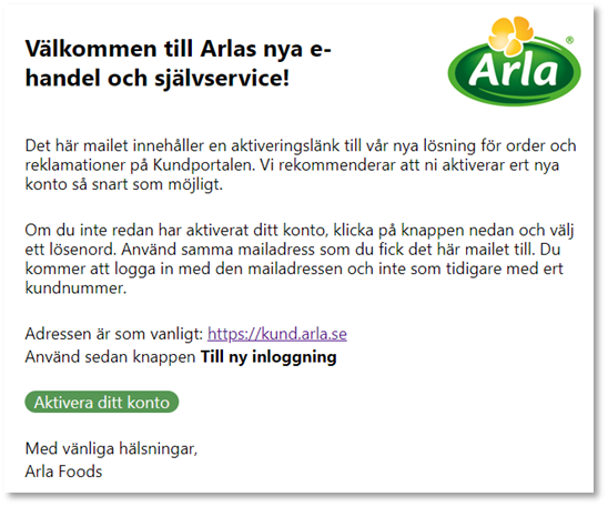 Mail med kontoaktivering